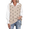 Zeagoo Sweater Vest Women Sleeveless V Neck Oversized Pullover Knitted Tops 2026 Fall Outfits(Polka Dots Apricot)