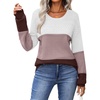 Zeagoo Sweaters for Women Long Sleeve Tops Soft Knit Crew Neck Pullover Sweater Lightweight Crochet 2026 Fall Outfits(A Colorblock 284)