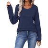 Zeagoo Sweaters for Women Long Sleeve Tops Soft Knit Crew Neck Pullover Sweater Lightweight Crochet 2026 Fall Outfits(A Dark Blue)