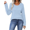 Zeagoo Sweaters for Women Long Sleeve Tops Soft Knit Crew Neck Pullover Sweater Lightweight Crochet 2026 Fall Outfits(Aa Blue)