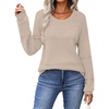 Zeagoo Sweaters for Women Long Sleeve Tops Soft Knit Crew Neck Pullover Sweater Lightweight Crochet 2026 Fall Outfits(Apricot)