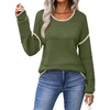 Zeagoo Sweaters for Women Long Sleeve Tops Soft Knit Crew Neck Pullover Sweater Lightweight Crochet 2026 Fall Outfits(Army Green-apricot)