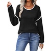 Zeagoo Sweaters for Women Long Sleeve Tops Soft Knit Crew Neck Pullover Sweater Lightweight Crochet 2026 Fall Outfits(Black B1)