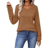 Zeagoo Sweaters for Women Long Sleeve Tops Soft Knit Crew Neck Pullover Sweater Lightweight Crochet 2026 Fall Outfits(Light Brown)