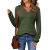 Zeagoo Sweaters for Women Long Sleeve Tops V Neck Outfits Fall Clothes(Army Green)