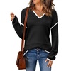 Zeagoo Sweaters for Women Long Sleeve Tops V Neck Outfits Fall Clothes(Black B1)