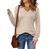 Zeagoo Sweaters for Women Long Sleeve Tops V Neck Outfits Fall Clothes(Brown)
