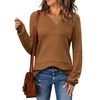 Zeagoo Sweaters for Women Long Sleeve Tops V Neck Outfits Fall Clothes(Coffee)