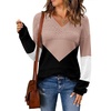 Zeagoo Sweaters for Women Long Sleeve Tops V Neck Outfits Fall Clothes(Colorblock Jh550)