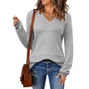 Zeagoo Sweaters for Women Long Sleeve Tops V Neck Outfits Fall Clothes(Gray)