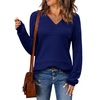 Zeagoo Sweaters for Women Long Sleeve Tops V Neck Outfits Fall Clothes(Navy Blue)
