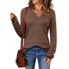 Zeagoo Sweaters for Women Long Sleeve Tops V Neck Outfits Fall Clothes(Nutmeg)