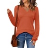 Zeagoo Sweaters for Women Long Sleeve Tops V Neck Outfits Fall Clothes(Orange)