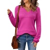 Zeagoo Sweaters for Women Long Sleeve Tops V Neck Outfits Fall Clothes(Rose Red)