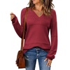 Zeagoo Sweaters for Women Long Sleeve Tops V Neck Outfits Fall Clothes(Wine Red)