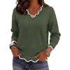 Zeagoo Women’s 2026 Fall V Neck Sweater Long Sleeve Lightweight Knit Tops(Army Green)