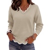 Zeagoo Women’s 2026 Fall V Neck Sweater Long Sleeve Lightweight Knit Tops(Beige)