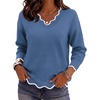 Zeagoo Women’s 2026 Fall V Neck Sweater Long Sleeve Lightweight Knit Tops(Blue)