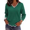 Zeagoo Women’s 2026 Fall V Neck Sweater Long Sleeve Lightweight Knit Tops(Dark Green)