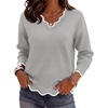 Zeagoo Women’s 2026 Fall V Neck Sweater Long Sleeve Lightweight Knit Tops(Grey)