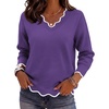Zeagoo Women’s 2026 Fall V Neck Sweater Long Sleeve Lightweight Knit Tops(Purple)