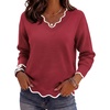 Zeagoo Women’s 2026 Fall V Neck Sweater Long Sleeve Lightweight Knit Tops(Wine Red)