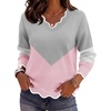 Zeagoo Women’s 2026 Fall V Neck Sweater Long Sleeve Lightweight Knit Tops(Y- Grey & Pink)