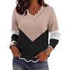 Zeagoo Women’s 2026 Fall V Neck Sweater Long Sleeve Lightweight Knit Tops(Y- Khaki & Black)