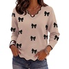 Zeagoo Women’s 2026 Fall V Neck Sweater Long Sleeve Lightweight Knit Tops(Z – Bow Khaki)