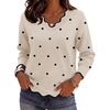 Zeagoo Women’s 2026 Fall V Neck Sweater Long Sleeve Lightweight Knit Tops(Z – Polka Dot)