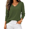Zeagoo Women’s 2026 Fall V Neck Sweaters Long Sleeve Tops Fashion Clothing(Army Green)