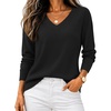 Zeagoo Women’s 2026 Fall V Neck Sweaters Long Sleeve Tops Fashion Clothing(Black)