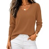 Zeagoo Women’s 2026 Fall V Neck Sweaters Long Sleeve Tops Fashion Clothing(Brown)