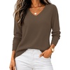 Zeagoo Women’s 2026 Fall V Neck Sweaters Long Sleeve Tops Fashion Clothing(Dark Brown)