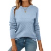 Zeagoo Womens Fall Sweaters Long Sleeve Crew Neck Ribbed Knit Pullover Tops(A Light Blue)