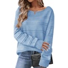 Zeagoo Womens Sweaters Cute Long Sleeve Off The Shoulder Pullover Tops Hollow Out Crochet Dressy Casual Outfits(A-baby Blue)