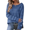 Zeagoo Womens Sweaters Cute Long Sleeve Off The Shoulder Pullover Tops Hollow Out Crochet Dressy Casual Outfits(A-blue)