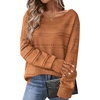 Zeagoo Womens Sweaters Cute Long Sleeve Off The Shoulder Pullover Tops Hollow Out Crochet Dressy Casual Outfits(A-brown)