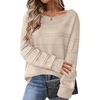 Zeagoo Womens Sweaters Cute Long Sleeve Off The Shoulder Pullover Tops Hollow Out Crochet Dressy Casual Outfits(A-dark Apricot)