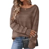 Zeagoo Womens Sweaters Cute Long Sleeve Off The Shoulder Pullover Tops Hollow Out Crochet Dressy Casual Outfits(A-dark Brown)