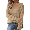 Zeagoo Womens Sweaters Cute Long Sleeve Off The Shoulder Pullover Tops Hollow Out Crochet Dressy Casual Outfits(A-khaki)