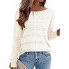 Zeagoo Womens Sweaters Cute Long Sleeve Off The Shoulder Pullover Tops Hollow Out Crochet Dressy Casual Outfits(A-white)