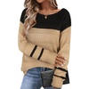 Zeagoo Womens Sweaters Cute Long Sleeve Off The Shoulder Pullover Tops Hollow Out Crochet Dressy Casual Outfits(Mocha Brown+black)