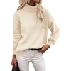 Zeagoo Women’s Turtleneck Sweater 2025 Fall Winter Chunky Knit Sweaters Casual Side Slit Pullover Jumper Top(Beige)