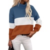 Zeagoo Women’s Turtleneck Sweater 2025 Fall Winter Chunky Knit Sweaters Casual Side Slit Pullover Jumper Top(Colorblock 458)