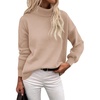 Zeagoo Women’s Turtleneck Sweater 2025 Fall Winter Chunky Knit Sweaters Casual Side Slit Pullover Jumper Top(Khaki)