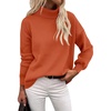 Zeagoo Women’s Turtleneck Sweater 2025 Fall Winter Chunky Knit Sweaters Casual Side Slit Pullover Jumper Top(Orange)