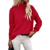 Zeagoo Women’s Turtleneck Sweater 2025 Fall Winter Chunky Knit Sweaters Casual Side Slit Pullover Jumper Top(Red)