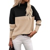 Zeagoo Women’s Turtleneck Sweater 2026 Fall Winter Chunky Knitted Pullover(Apricot Black Stripe)