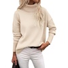 Zeagoo Women’s Turtleneck Sweater 2026 Fall Winter Chunky Knitted Pullover(Beige)